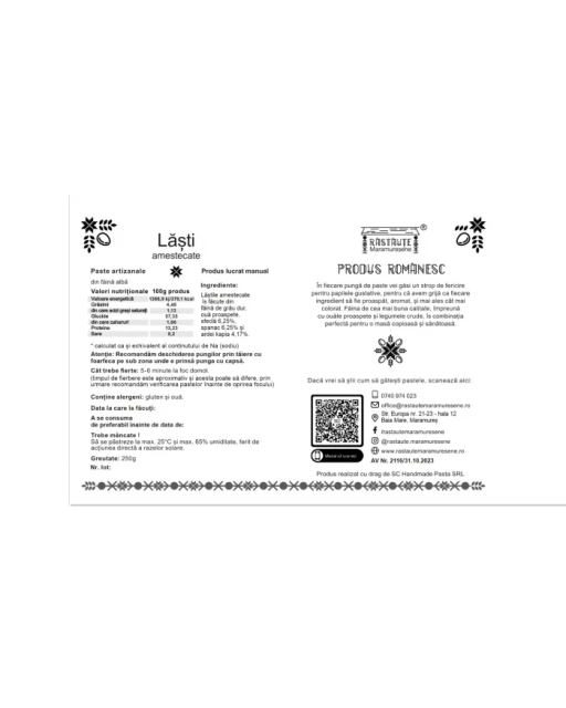 Paste Handmade "Lăști amestecate" cu sfecla, spanac, hribi