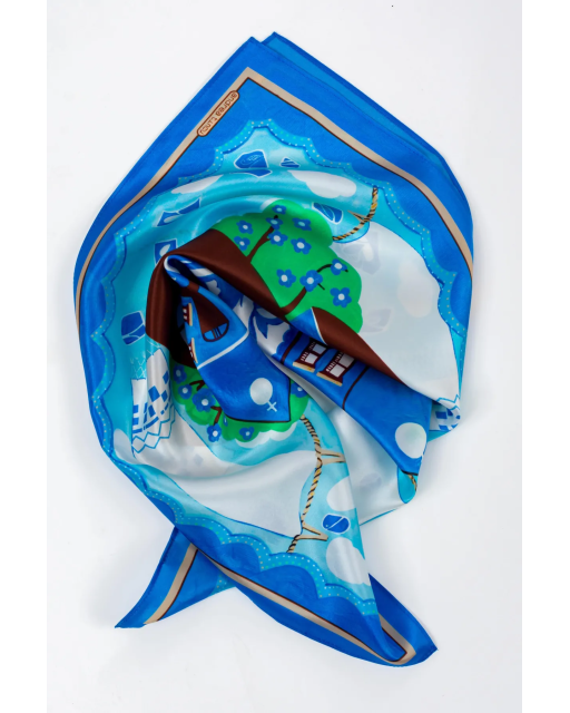 Esarfa de matase naturala Casa Albastra , 67 x 67