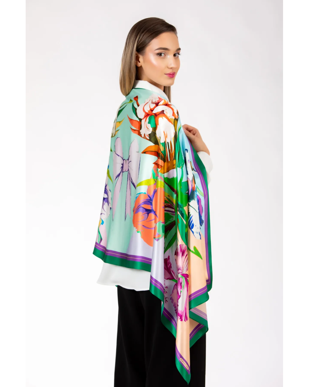 Esarfa de matase naturala sal luxury Iris Regale , 67 x 167