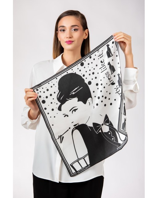 Esarfa de matase naturala Pretty Audrey , 50 x 50