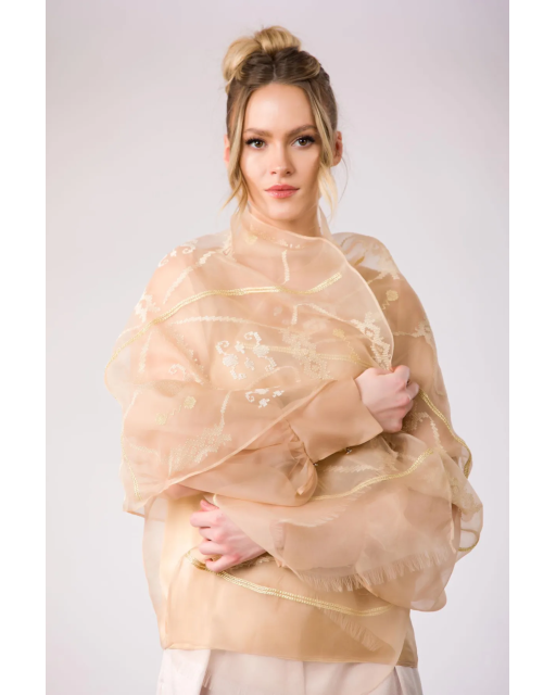 Naframa din organza de matase Maria de Muscel, 67 x 167
