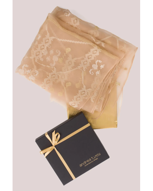 Naframa din organza de matase Maria de Muscel, 67 x 167
