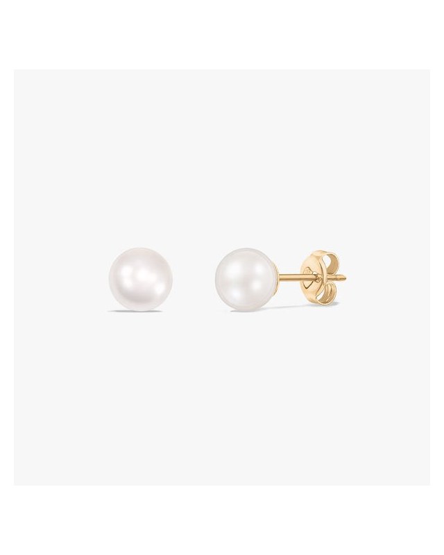 Cercei din aur Pearl Studs - Perle de Cultură Aur Galben 14k · Perlă