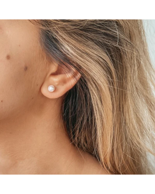 Cercei din aur Pearl Studs - Perle de Cultură Aur Galben 14k · Perlă