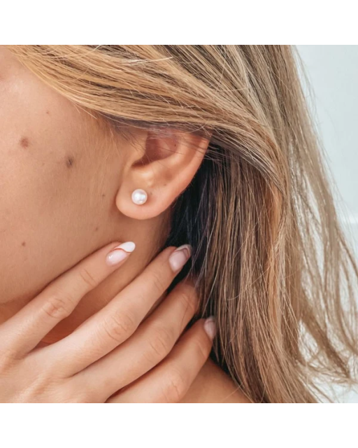 Cercei din aur Pearl Studs - Perle de Cultură Aur Galben 14k · Perlă