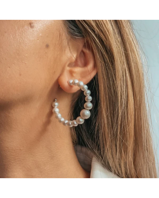 Cercei din argint Pearl Hoops - Perle de Cultură Argint 925 · Perlă
