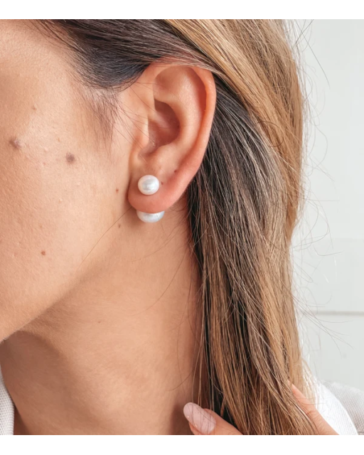 Cercei din argint Double Pearl Studs - Perle de Cultură Argint 925 · Perlă