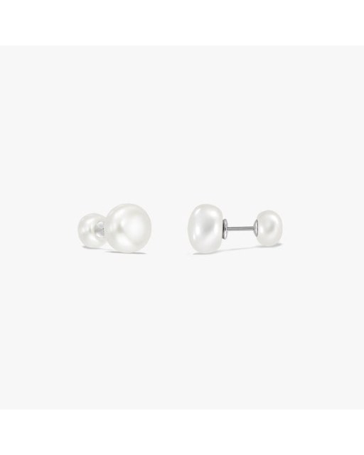 Cercei din argint Double Pearl Studs - Perle de Cultură Argint 925 · Perlă