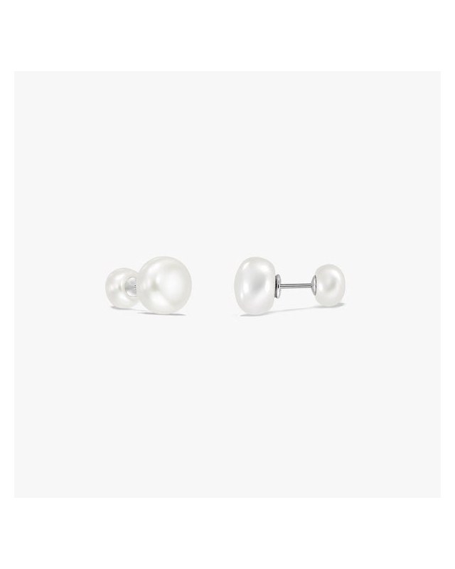 Cercei din argint Double Pearl Studs - Perle de Cultură Argint 925 · Perlă