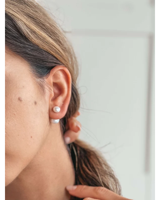 Cercei din argint Double Pearl Studs - Perle de Cultură Argint 925 · Perlă