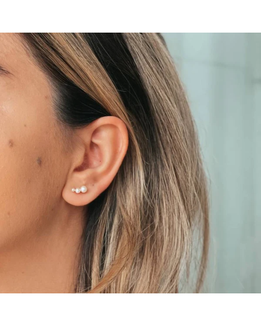 Cercei din aur Tiny Pearls Aur Galben 14k · Perlă