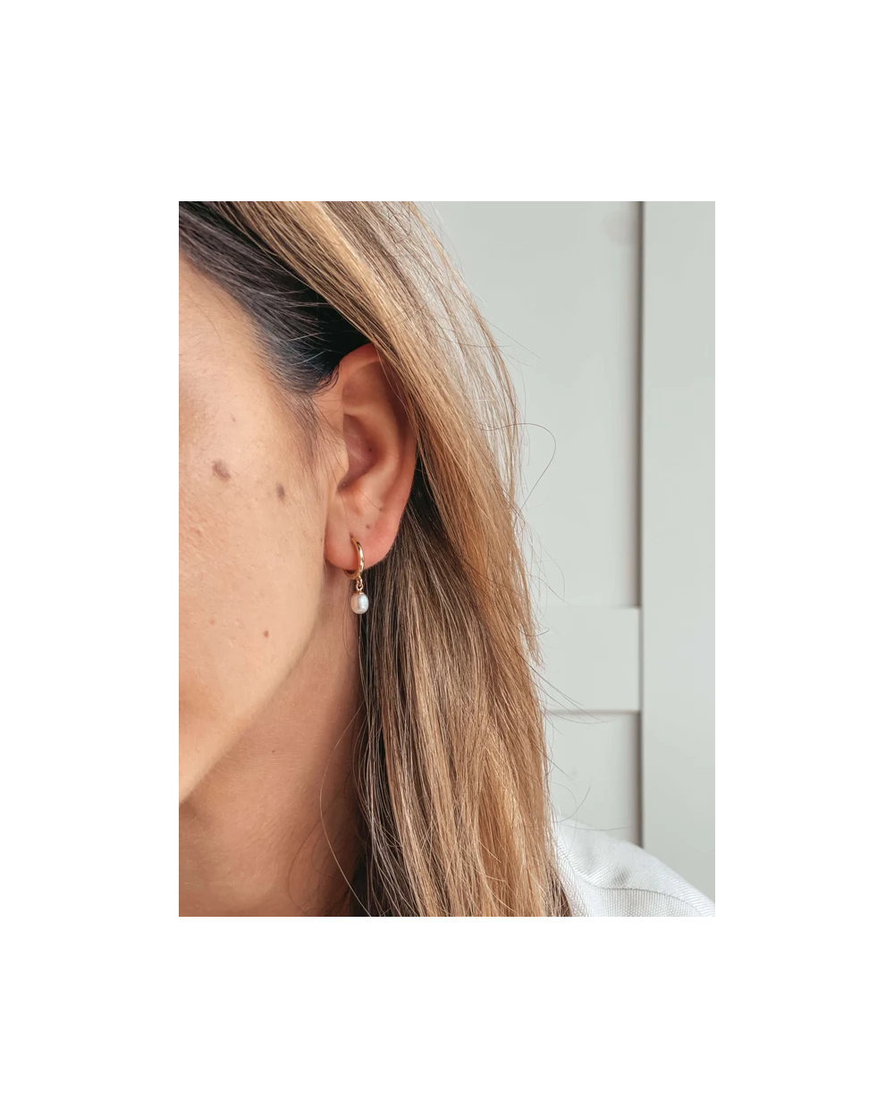 Cercei din aur Pearl Hoops - Perle de Cultură Aur Galben 14k · Perlă