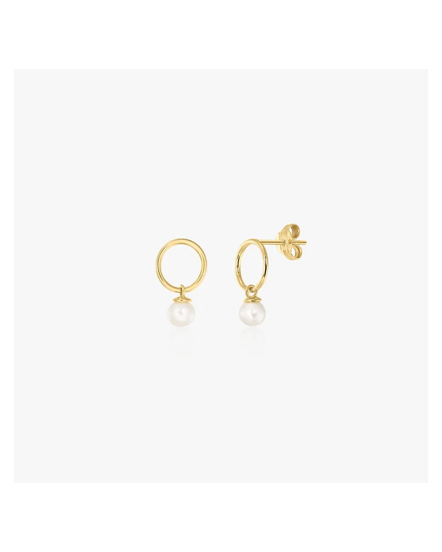Cercei din aur Mini Studs - Perle de Cultură Aur Galben 14k · Perlă
