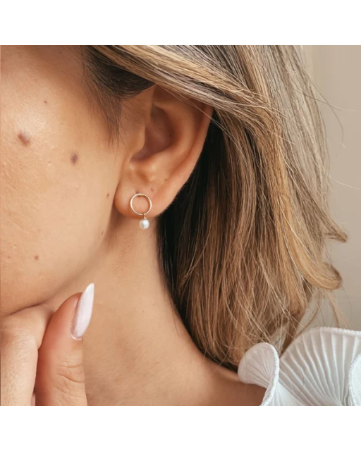 Cercei din aur Mini Studs - Perle de Cultură Aur Galben 14k · Perlă
