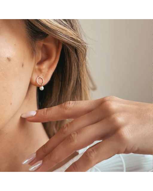 Cercei din aur Mini Studs - Perle de Cultură Aur Galben 14k · Perlă