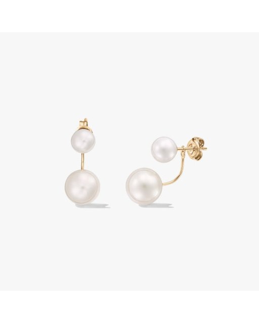 Cercei din aur Double - Perle de Cultură Aur Galben 18K · Perlă