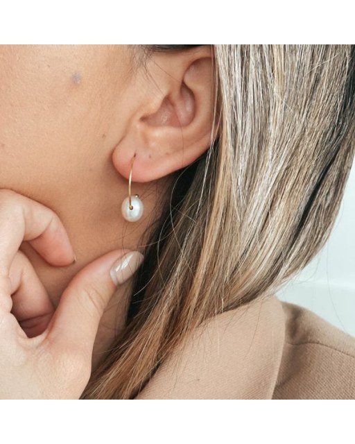 Cercei din aur Boucle - Perle de Cultură Aur Galben 18K · Perlă