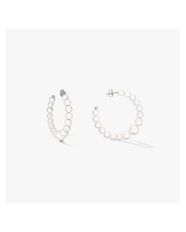Cercei din argint Pearl Hoops - Perle de Cultură Argint 925 · Perlă