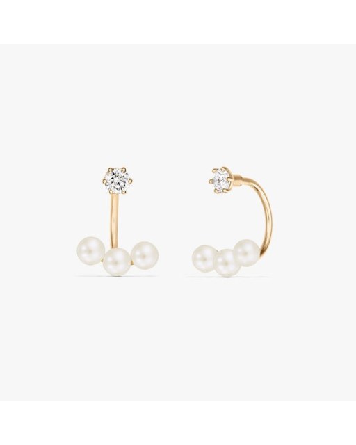 Cercei din aur Trio Ear Jacket - Perle de Cultură Aur Galben 14k · Perlă, Zirconiu