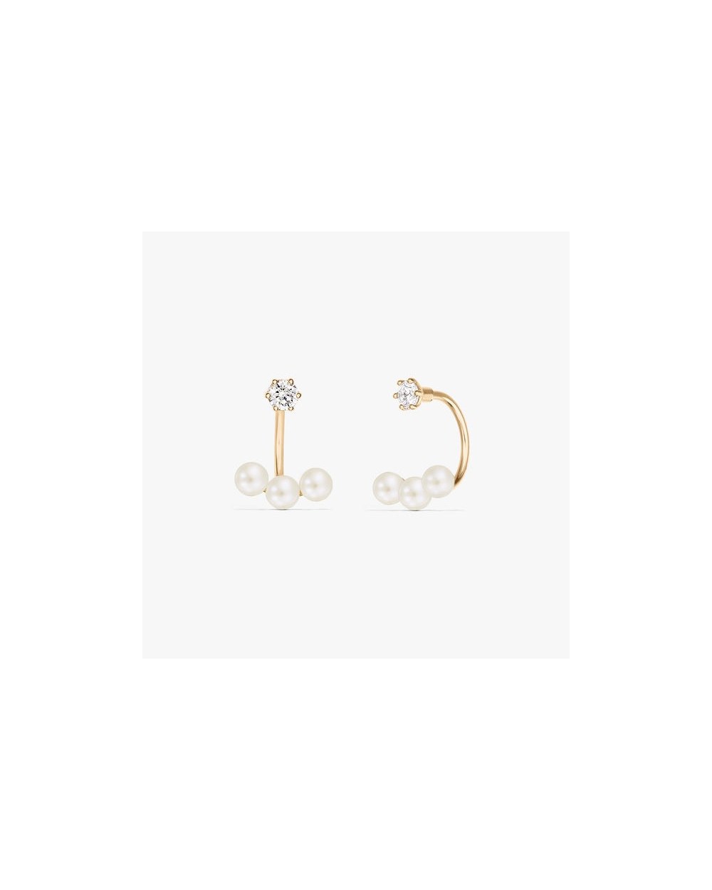 Cercei din aur Trio Ear Jacket - Perle de Cultură Aur Galben 14k · Perlă, Zirconiu