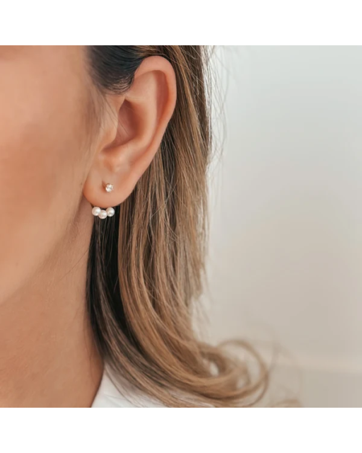 Cercei din aur Trio Ear Jacket - Perle de Cultură Aur Galben 14k · Perlă, Zirconiu