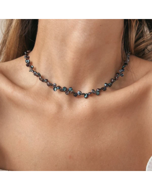 Colier din aur Mini Lulu - Perle Keshi Negre Aur Galben 14k · Perlă